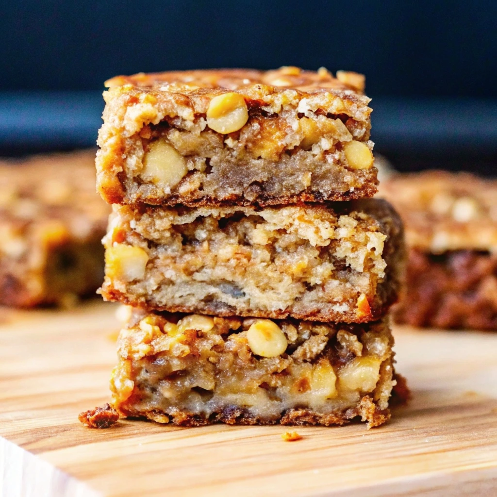 Homemade no-bake healthy banana oatmeal bars on a plate.