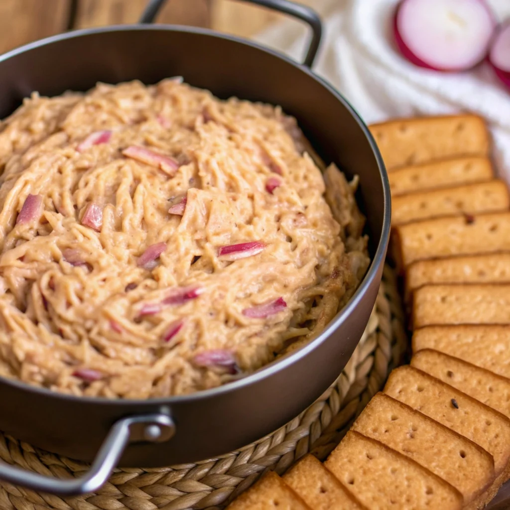 Creamy, cheesy Slow Cooker Reuben Dip – perfect party appetizer