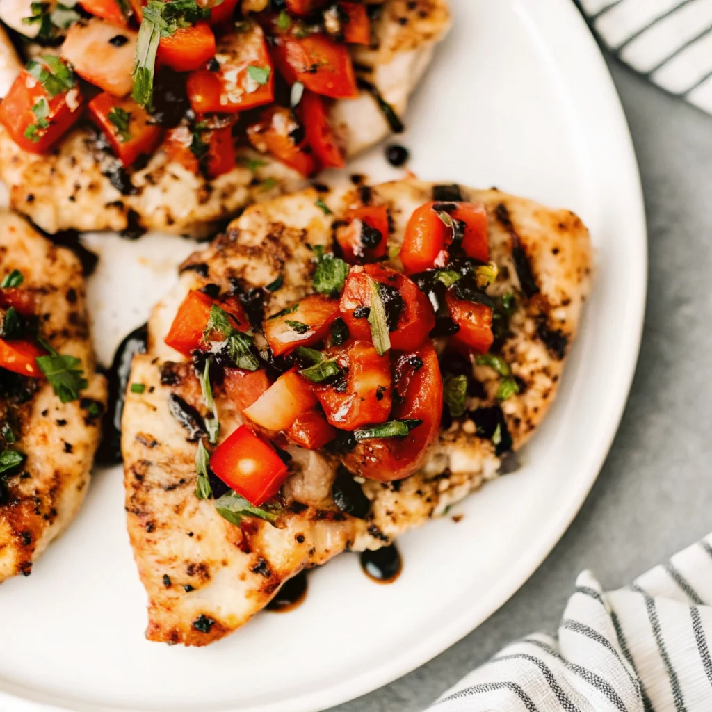 Easy Bruschetta Chicken recipe with fresh tomato topping