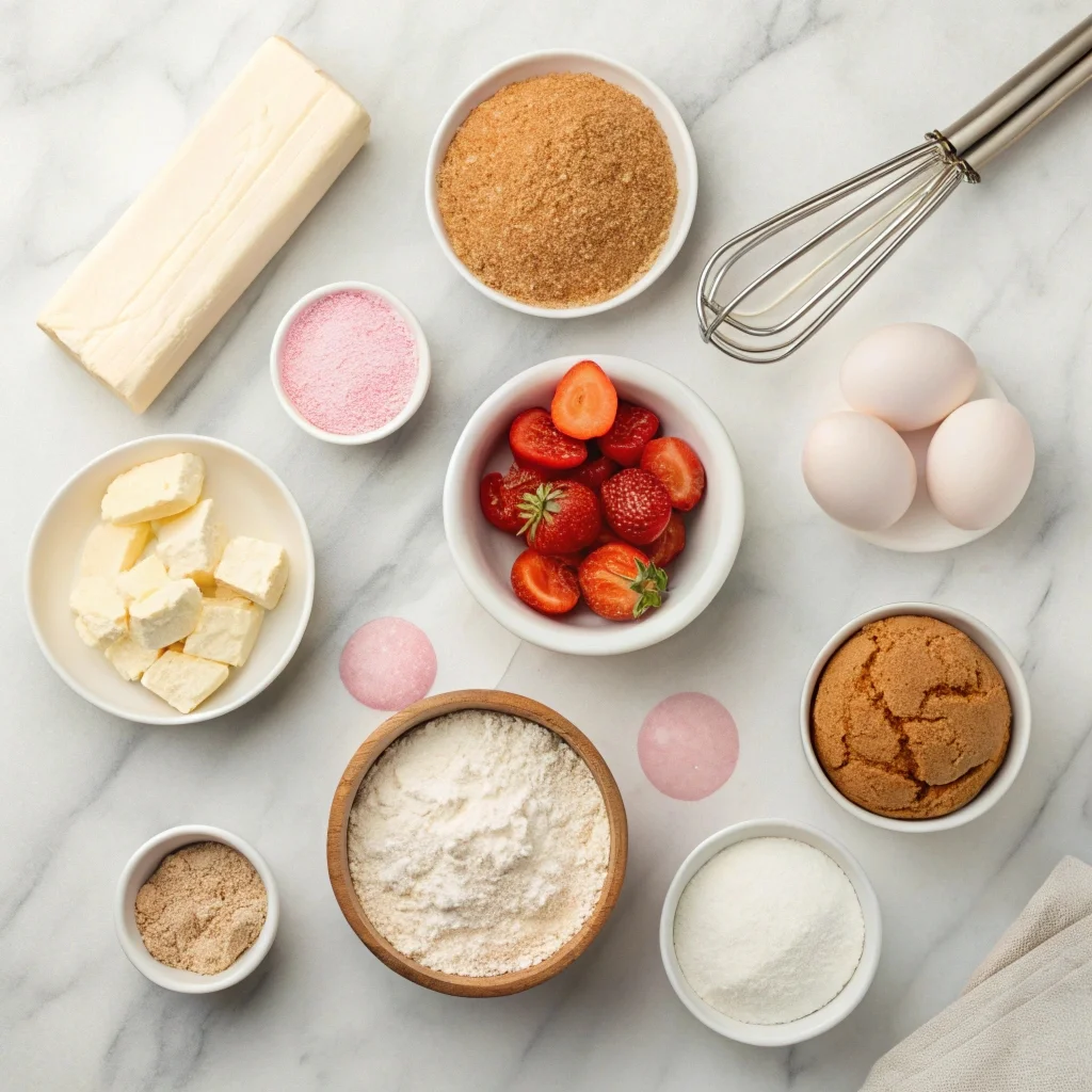 Simple ingredients for easy Strawberry Cheesecake Cookies