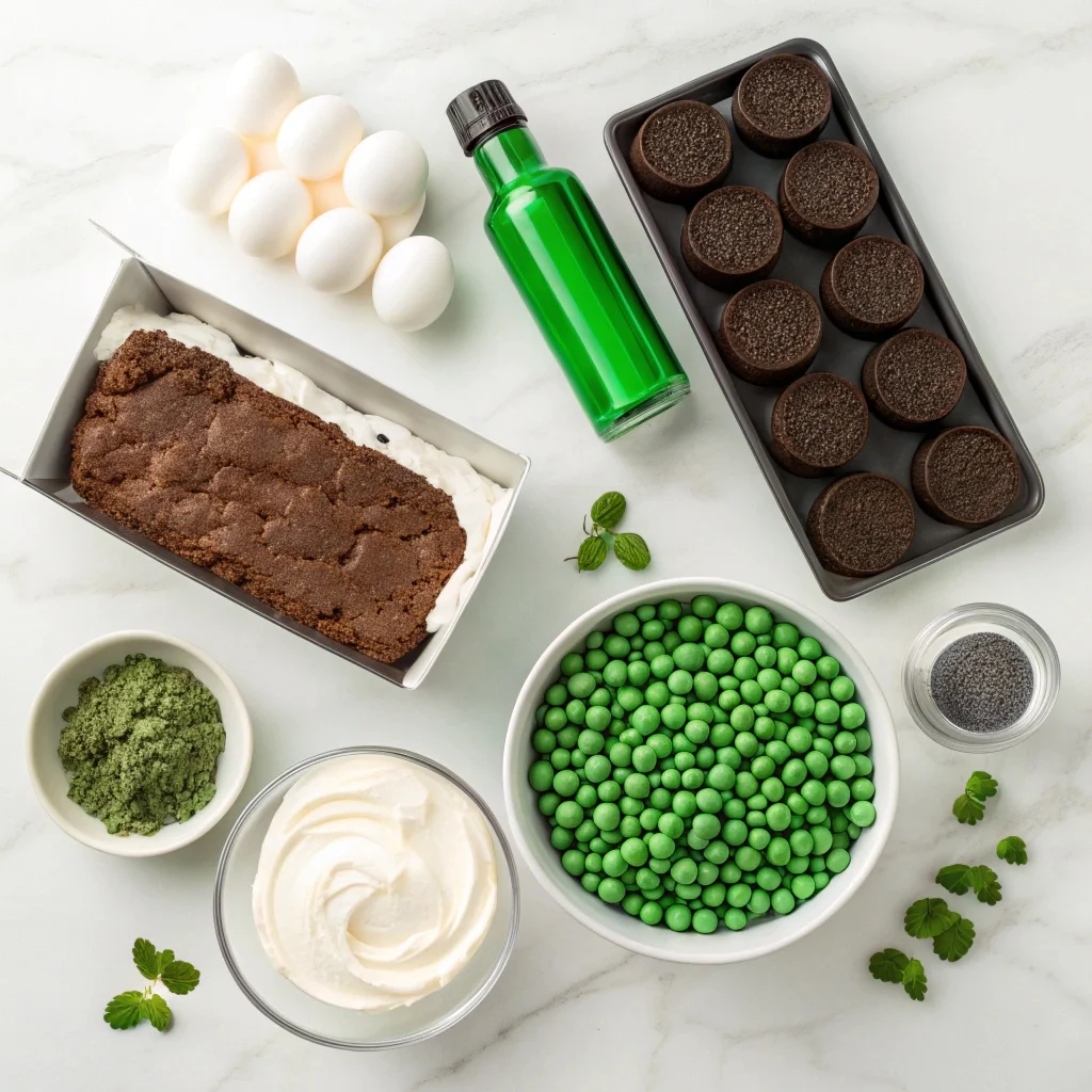 Simple ingredients for an easy St. Patrick's Day Brownie Trifle