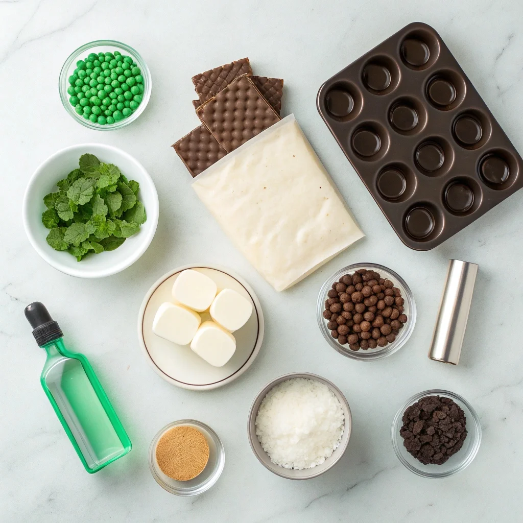 Simple ingredients for easy Andes Mint Mini Cheesecakes