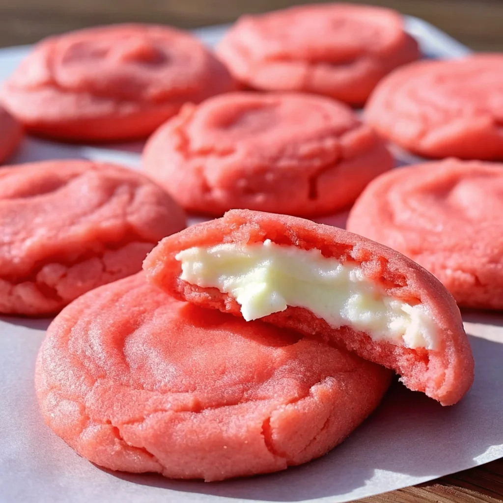 Easy, stunning Strawberry Cheesecake Cookies with a creamy surprise center