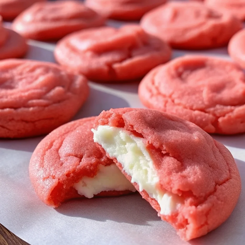 Easy, stunning Strawberry Cheesecake Cookies with a creamy surprise center