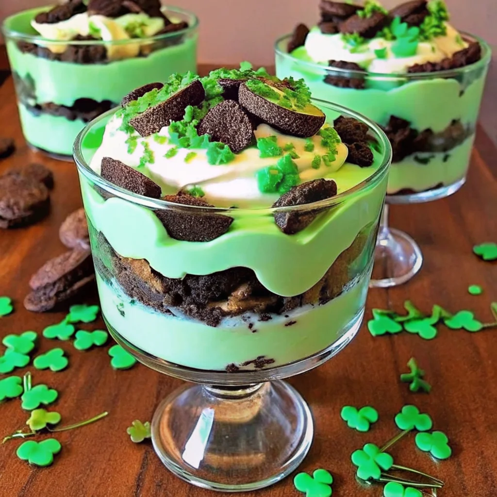 Festive, easy St. Patrick's Day Brownie Trifle – a show-stopping layered dessert