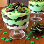Festive, easy St. Patrick's Day Brownie Trifle – a show-stopping layered dessert