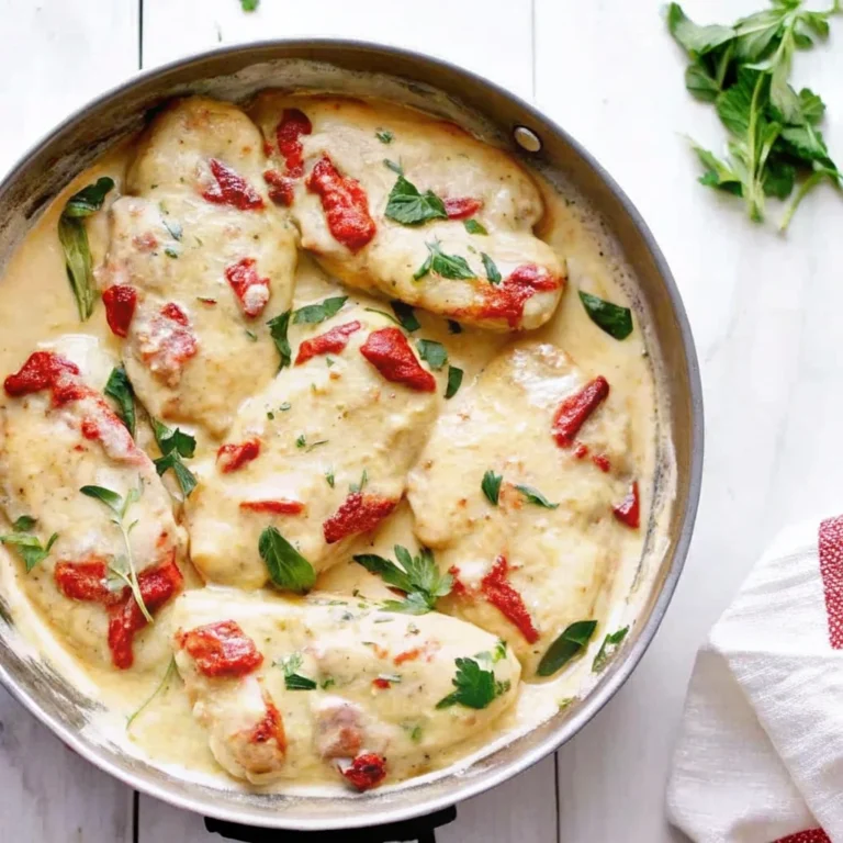 Easy Creamy Tuscan Garlic Chicken recipe in a skillet