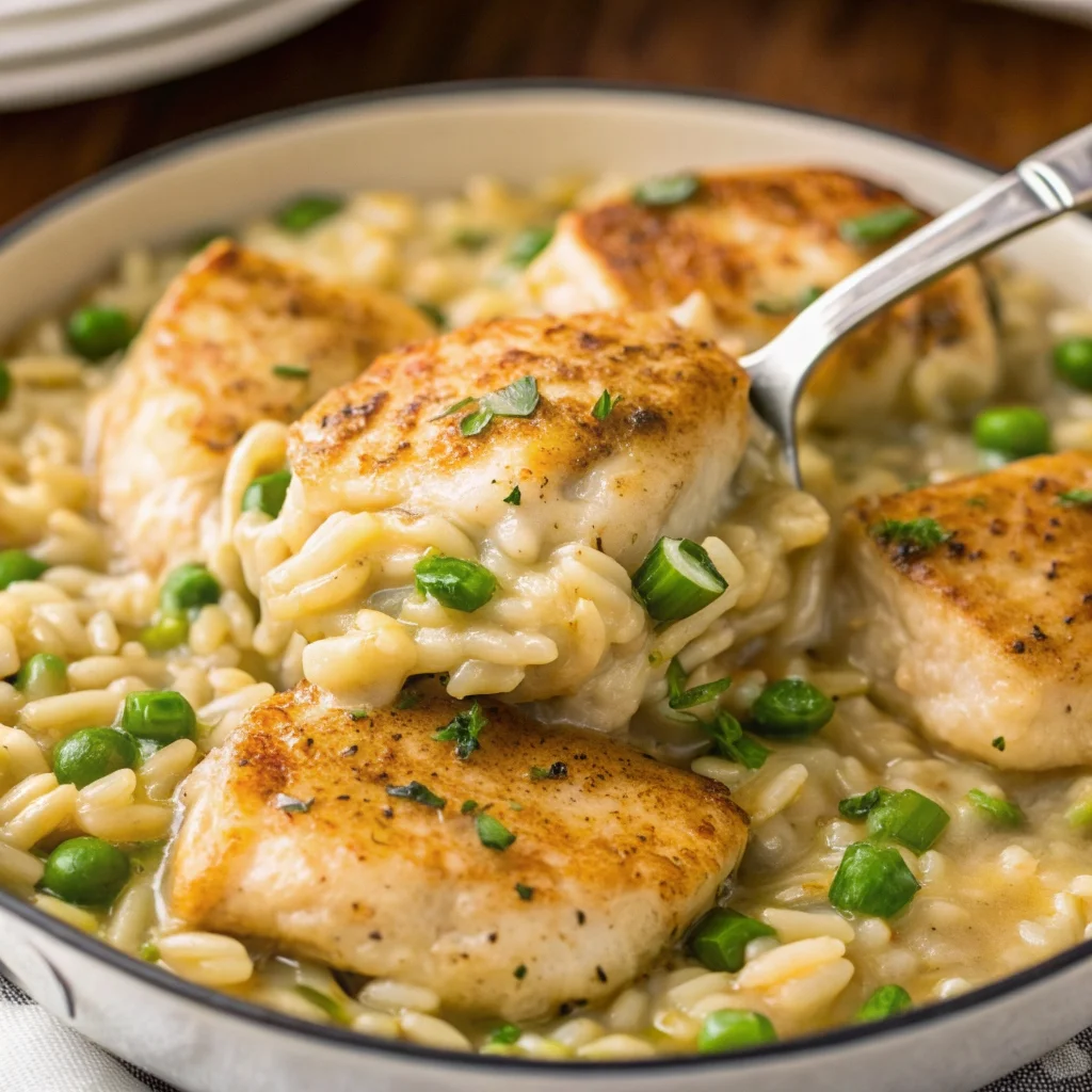 Easy Creamy Chicken and Rice Skillet recipe