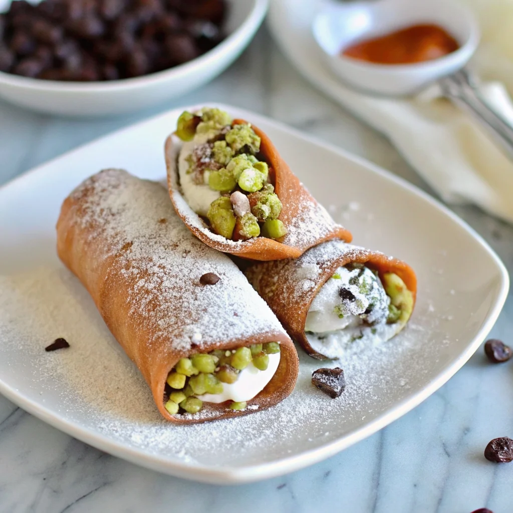 Easy authentic cannoli siciliani – crispy fried shells with creamy ricotta filling, chocolate chips, and pistachios