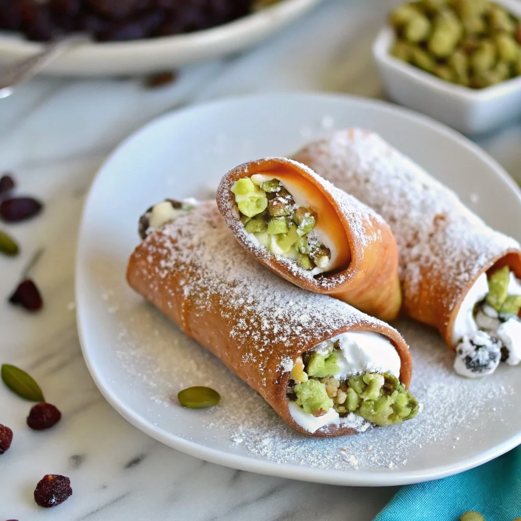 Easy authentic cannoli siciliani – crispy fried shells with creamy ricotta filling, chocolate chips, and pistachios