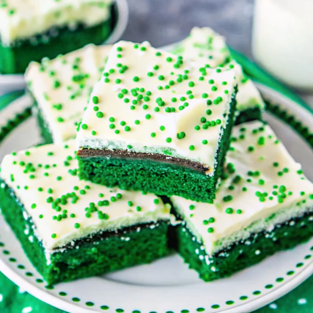 Festive Green Velvet Brownies with Cream Cheese Frosting