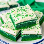 Festive Green Velvet Brownies with Cream Cheese Frosting