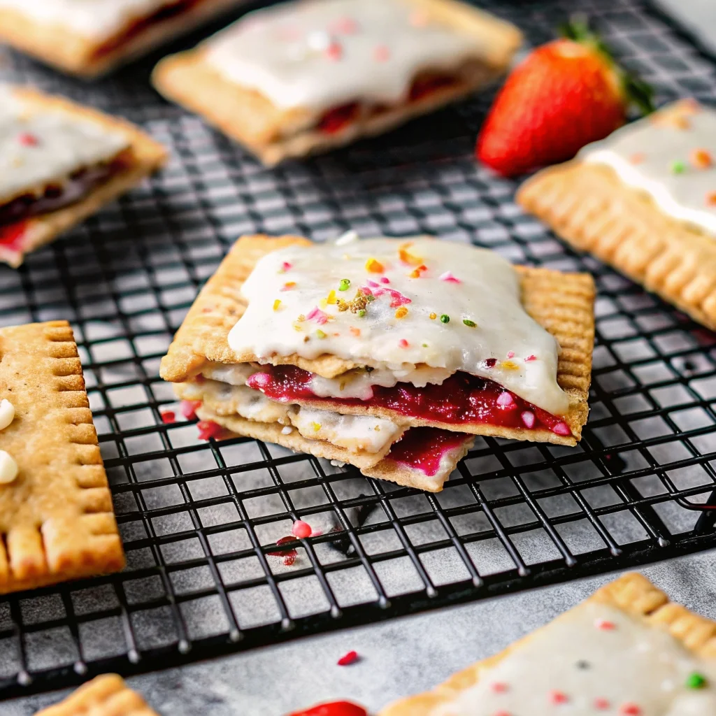 Easy homemade strawberry pop tarts – flaky buttery crust, real strawberry filling, sweet icing