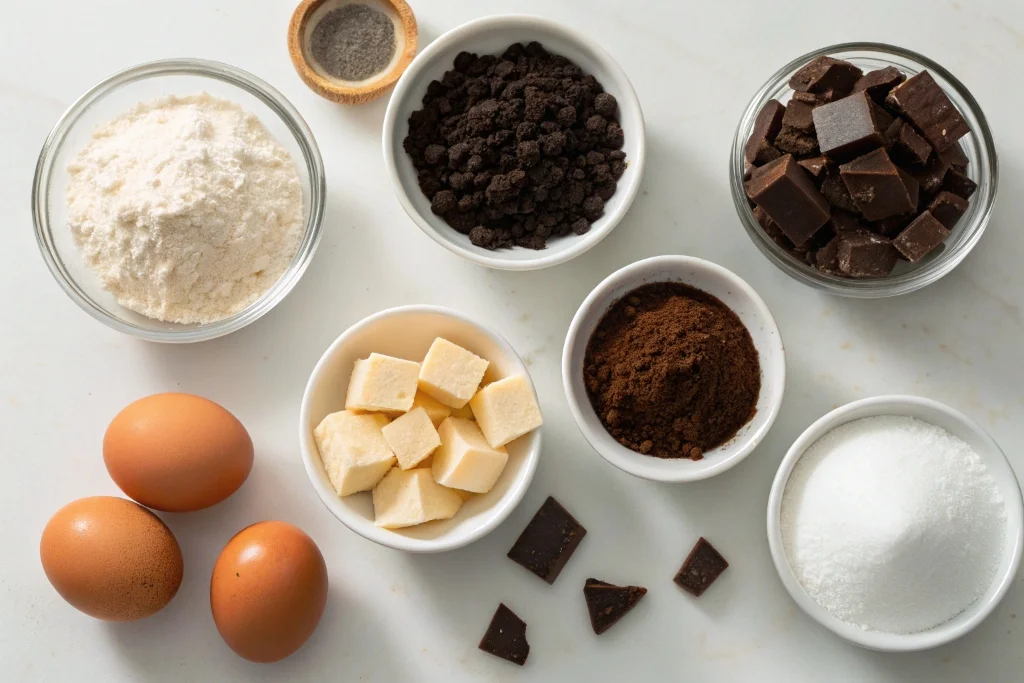 Ingredients for easy espresso brownies