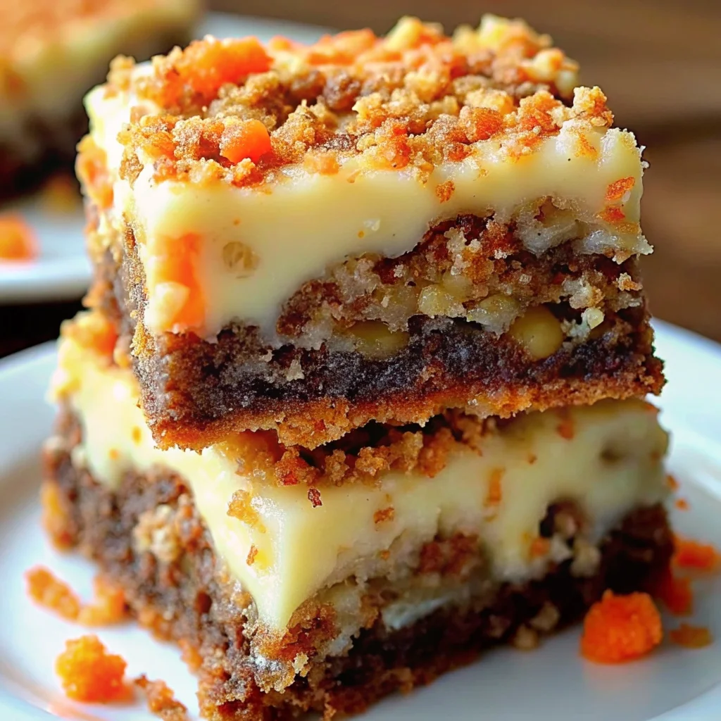 Easy carrot cake cream cheese bars – moist, spiced carrot cake with a creamy cheesecake swirl