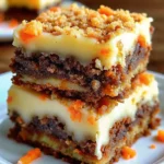 Easy carrot cake cream cheese bars – moist, spiced carrot cake with a creamy cheesecake swirl