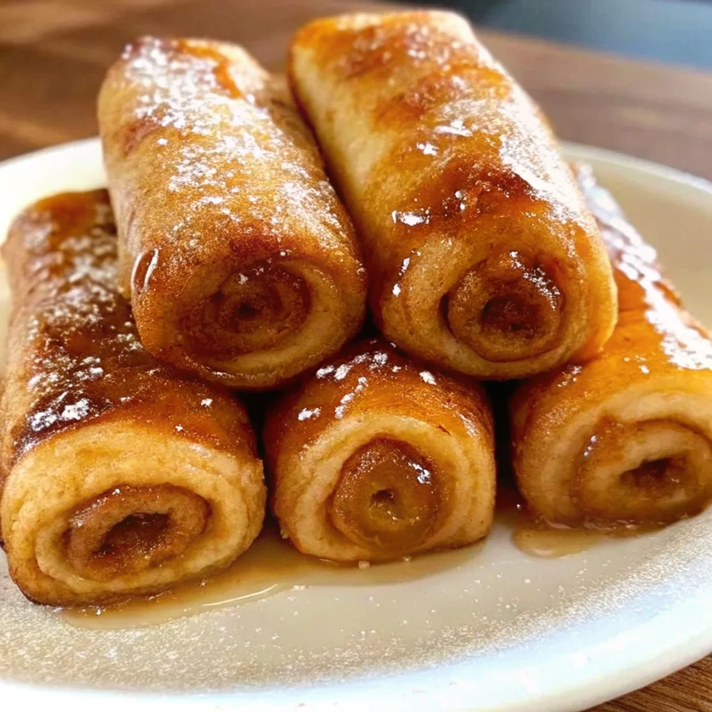 Easy cinnamon roll french toast roll-ups – golden fried bread rolls with cinnamon sugar filling