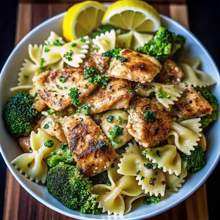 Easy cowboy butter lemon bowtie chicken with broccoli – creamy, buttery pasta with chicken and broccoli