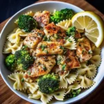 Easy cowboy butter lemon bowtie chicken with broccoli – creamy, buttery pasta with chicken and broccoli