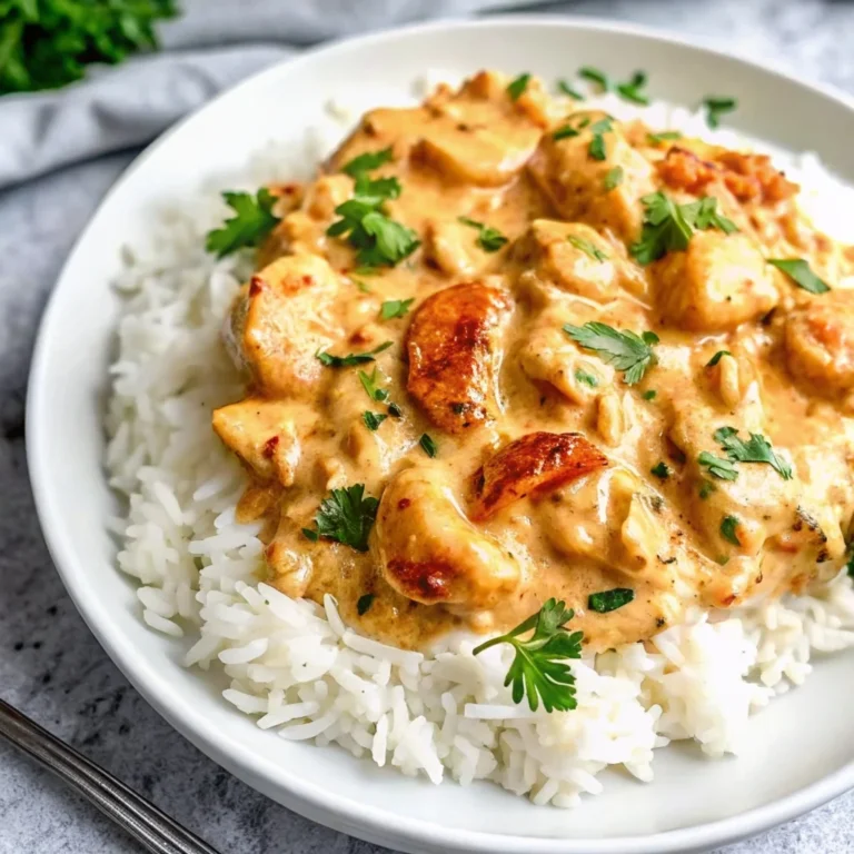 Easy creamy smothered chicken and rice – tender chicken in a rich cheese sauce over fluffy rice