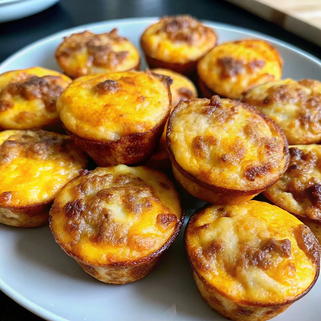 Easy mcgriddle bites – fluffy pancake muffin bites with sausage, cheddar cheese, and maple syrup