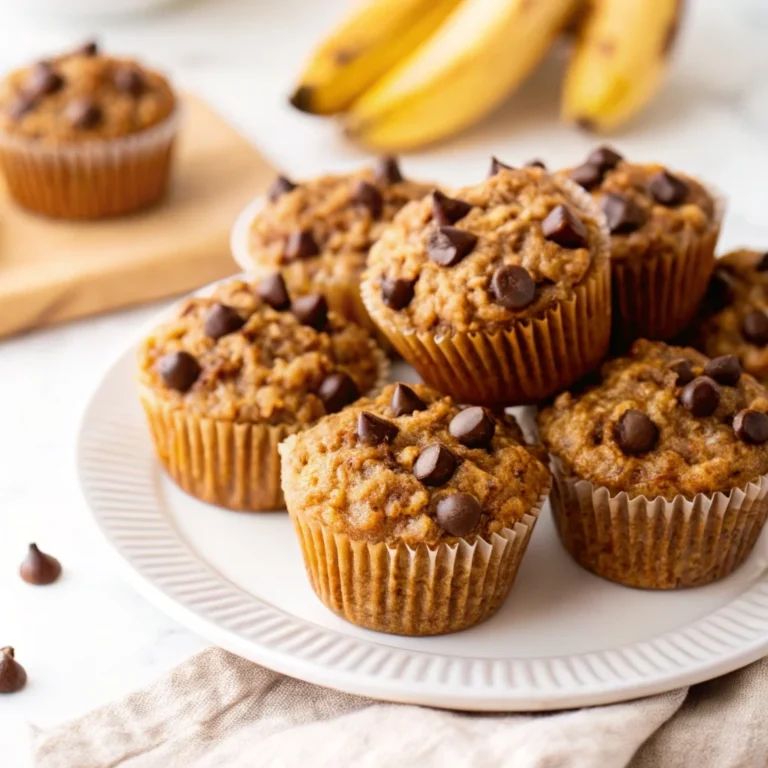 Easy healthy chocolate chip banana baked oatmeal muffins – wholesome grab-and-go breakfast with oats, banana, and chocolate chips