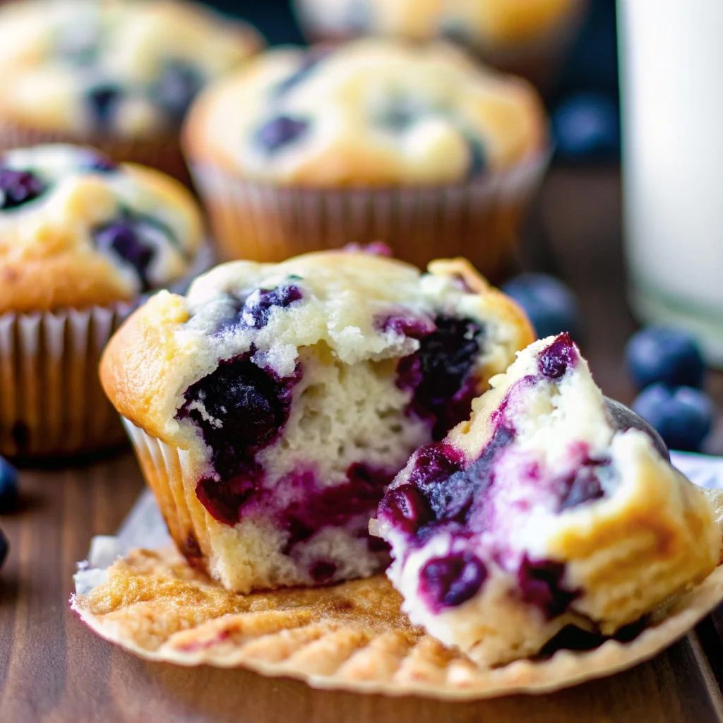 The best blueberry muffins ever – moist, fluffy, with tall cracked crowns and juicy blueberries