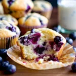 The best blueberry muffins ever – moist, fluffy, with tall cracked crowns and juicy blueberries