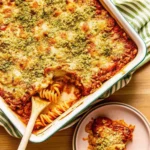 Easy chicken parmesan casserole – healthy, family-friendly, with whole-wheat pasta and crispy topping