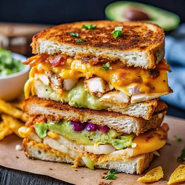 Easy chicken avocado melt sandwich – grilled chicken, creamy avocado, melted cheese on crispy bread