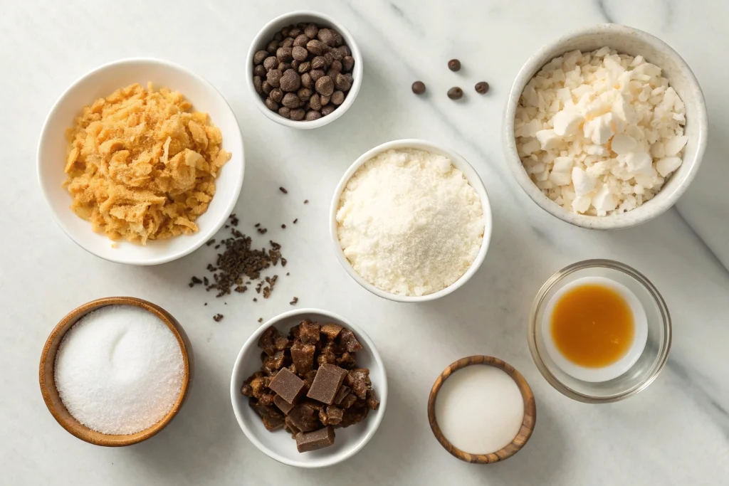 Ingredients for easy no-bake samoa cookies