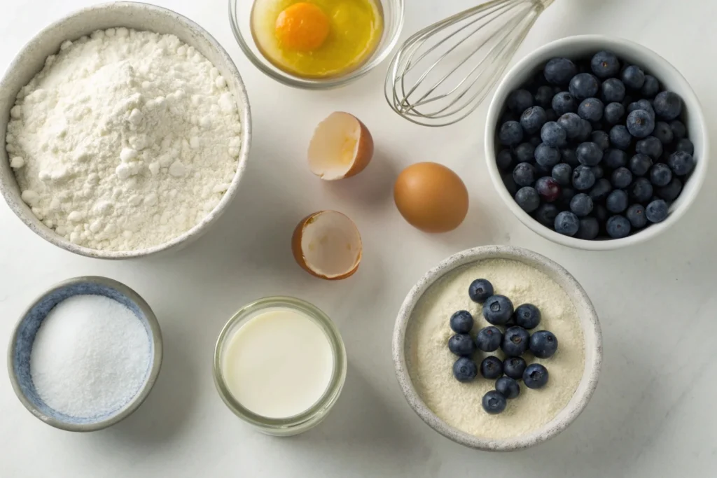 Ingredients for the best blueberry muffins ever