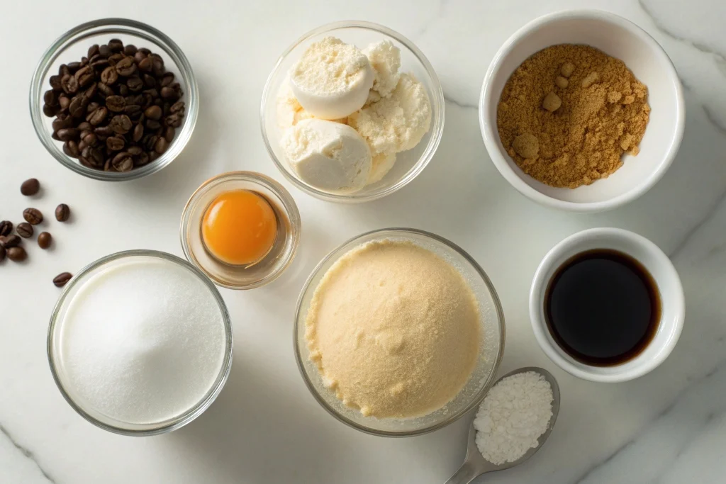 Ingredients for easy coffee ice cream