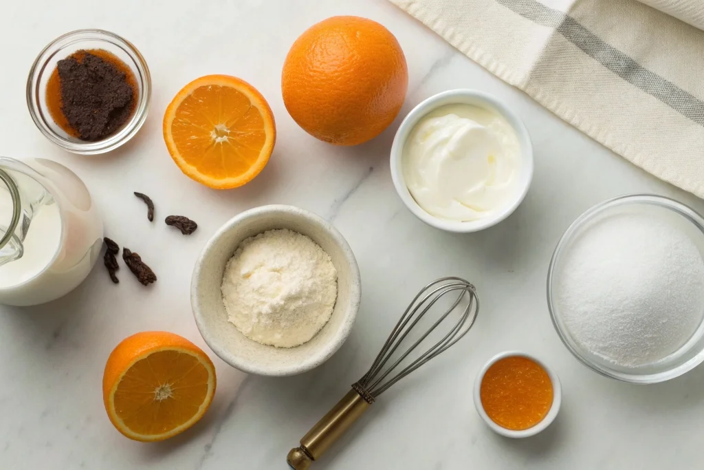 Ingredients for easy orange creamsicle ice cream