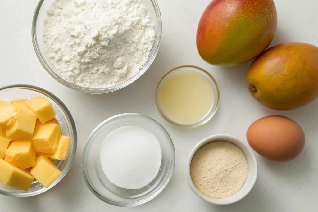 Ingredients for easy mango pancakes