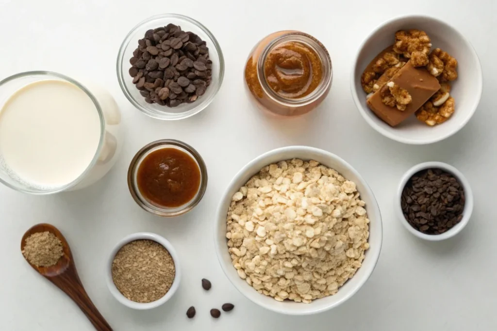 Ingredients for easy cookie dough overnight oats