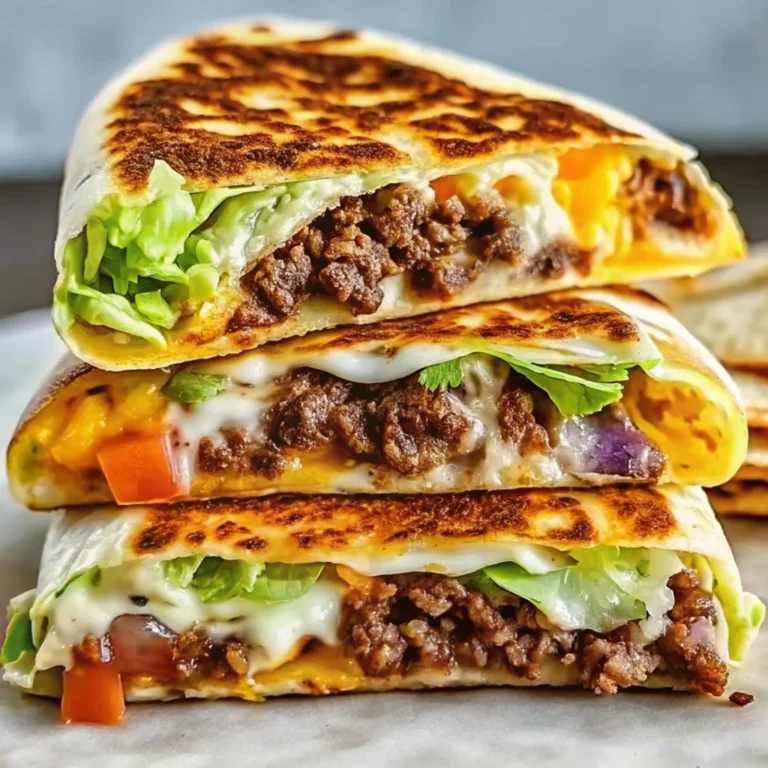Easy keto crunchwraps – crispy low-carb tortilla filled with seasoned beef, cheese sauce, lettuce, and sour cream
