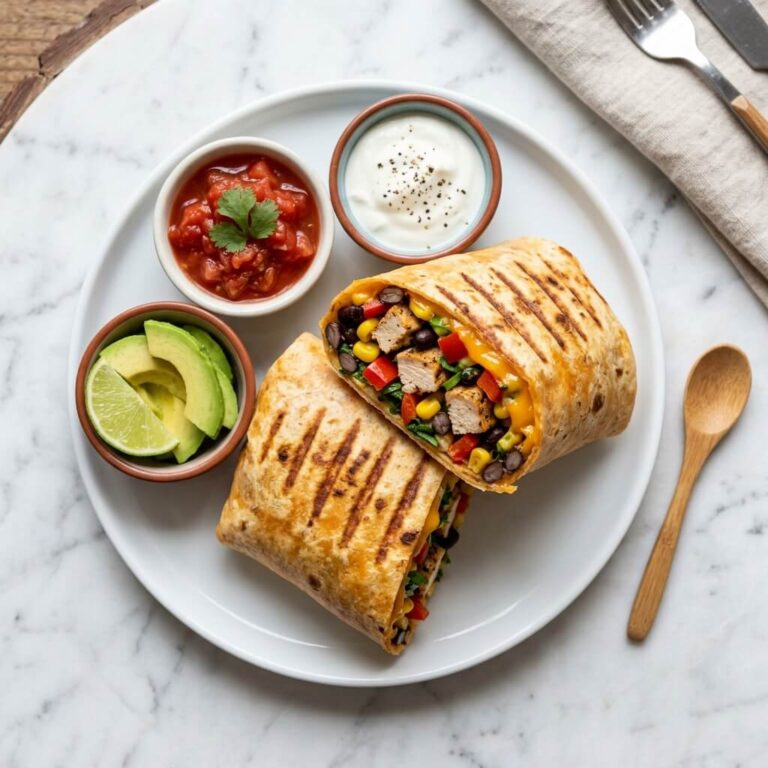 Southwest Chicken Wraps Recipe - Southwest Chicken Wraps Recipe served in a white bowl overhead view