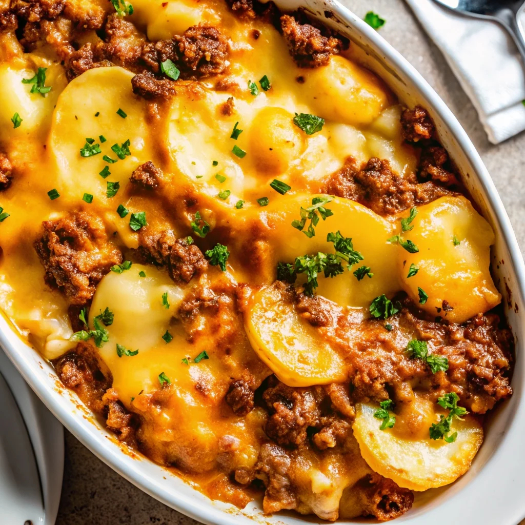 Easy hobo casserole ground beef – hearty casserole with seasoned beef, sliced potatoes, and melted cheese