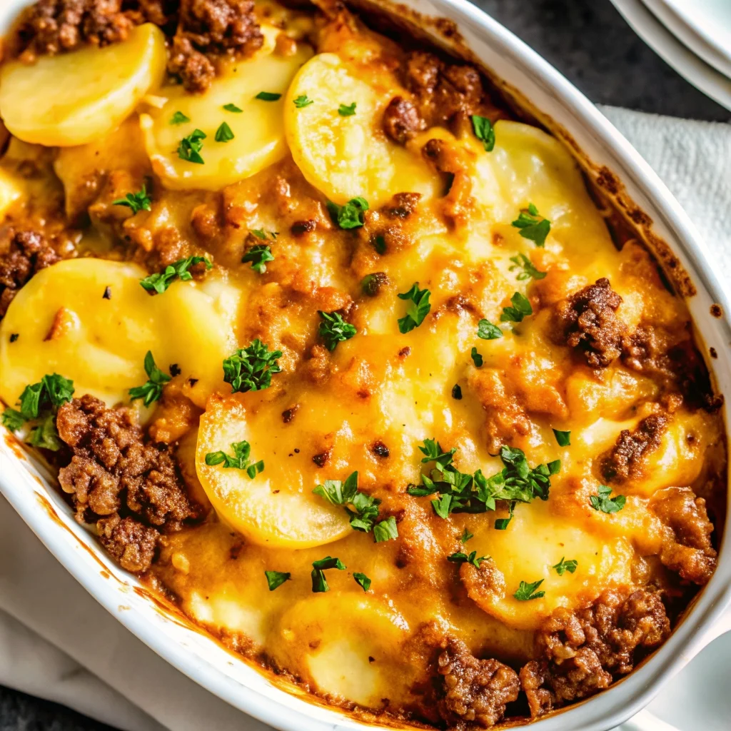 Easy hobo casserole ground beef – hearty casserole with seasoned beef, sliced potatoes, and melted cheese