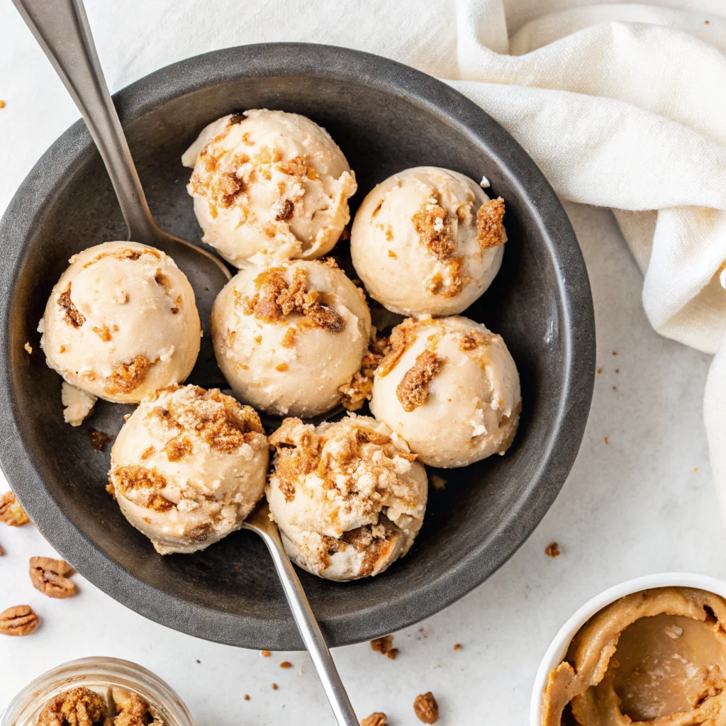 Easy cookie butter ice cream – creamy cinnamon custard with biscoff cookie crumbles and cookie butter swirls