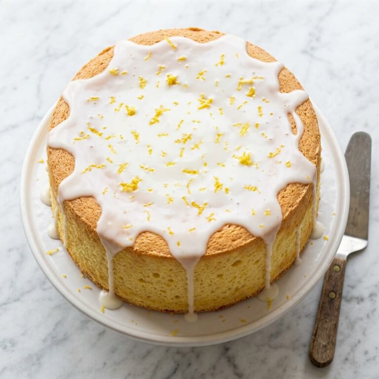 Lemon Chiffon Cake Recipe - Lemon Chiffon Cake Recipe served in a white bowl overhead view
