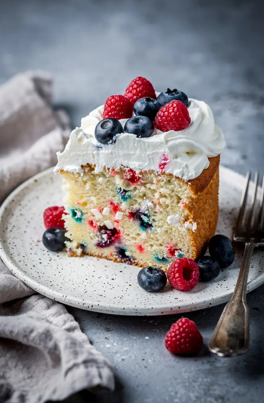 4th Of July Funfetti Poke Cake Recipe (Red White & Blue) – finished dish