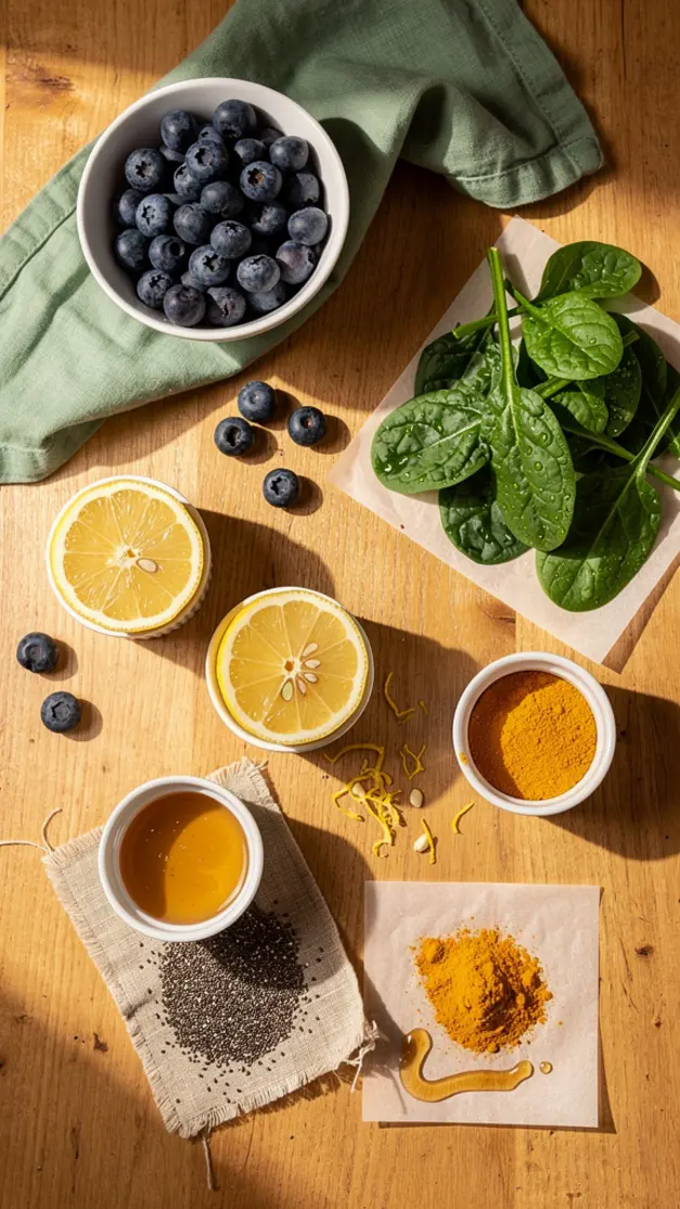 Ingredients for Blueberry Lemon Energy Juice Recipe