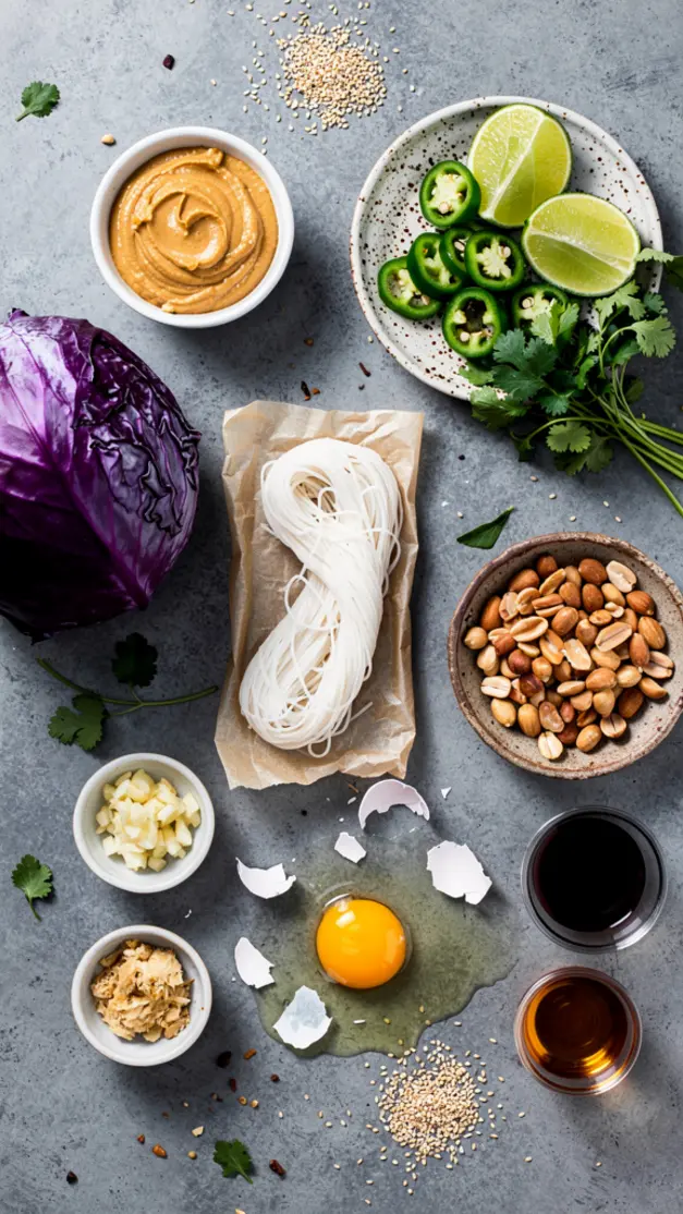 Ingredients for Cabbage Crush Slaw Bowls with Spicy Peanut Dressing Recipe
