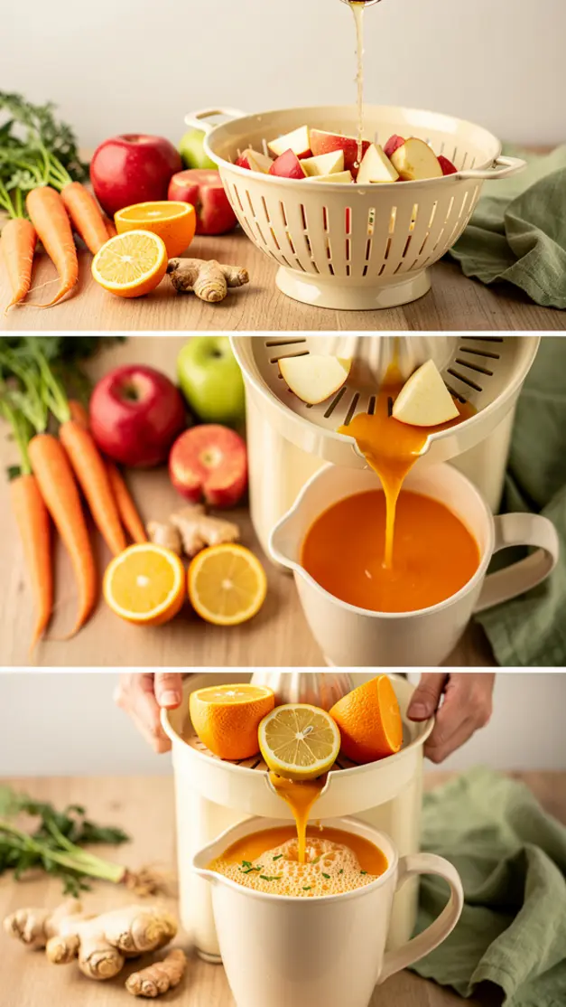 Step-by-step process for Carrot Orange Glow Juice Recipe