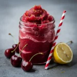 Cherry Lemonade Slushie Recipe (No Machine, 3 Ingredients), easy cherry lemonade slushie, homemade cherry lemonade slushie, best cherry lemonade slushie recipe, how to make cherry lemonade slushie