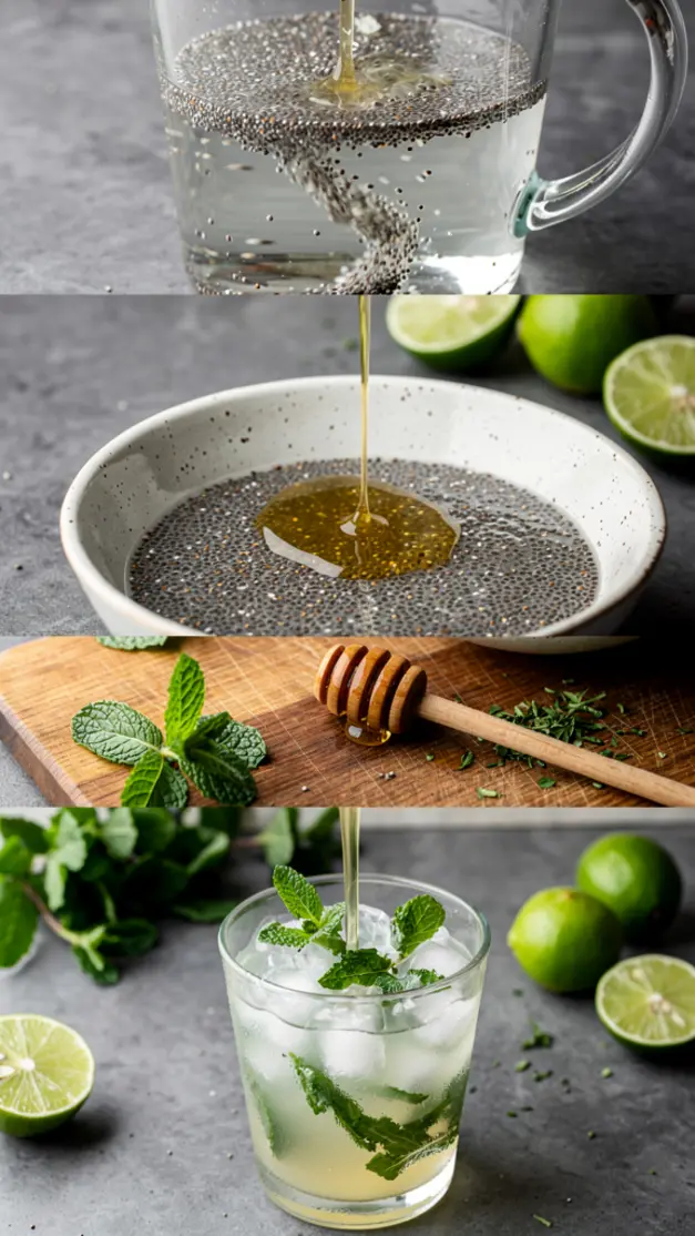 Step-by-step process for Chia Fresca (Mexican Agua de Chia) with Lime & Mint Recipe