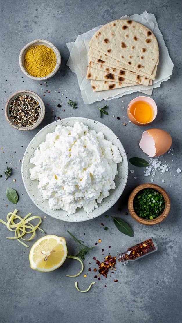 Ingredients for Cottage Cheese Everything Bagel Flatbread Crisps Recipe
