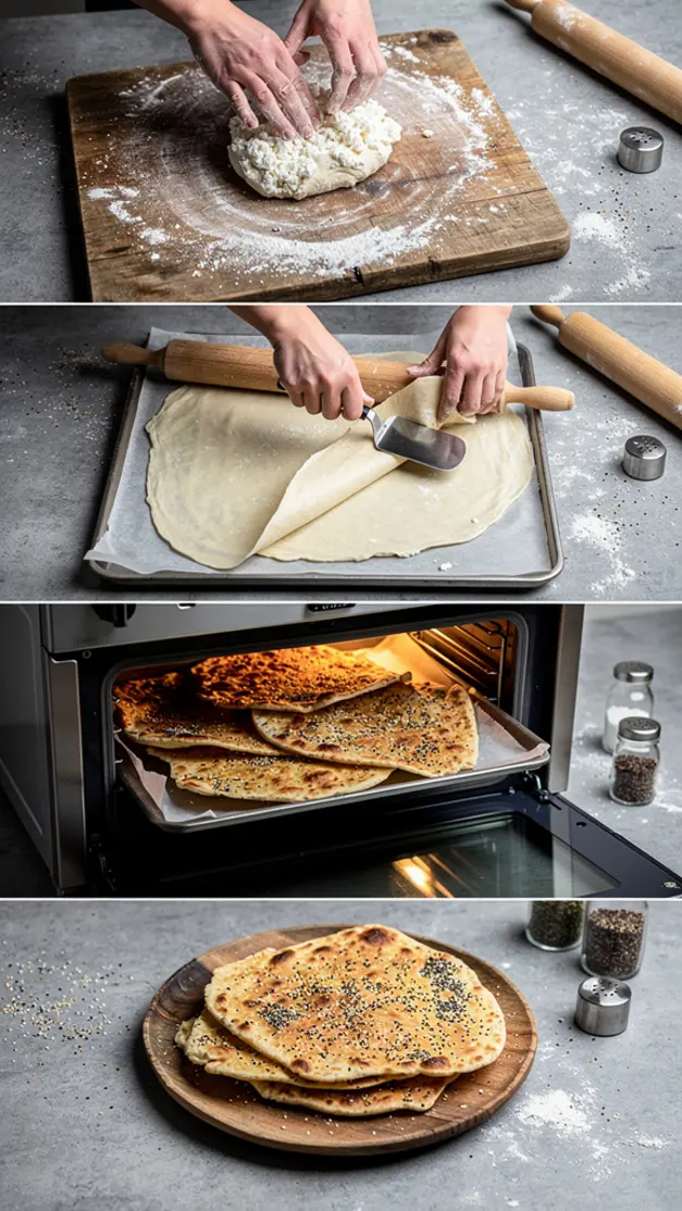 Step-by-step process for Cottage Cheese Everything Bagel Flatbread Crisps Recipe